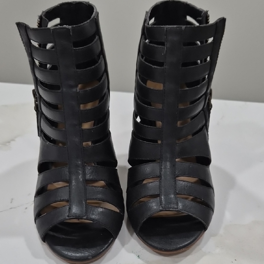 Crown Vintage Black Strappy Heels